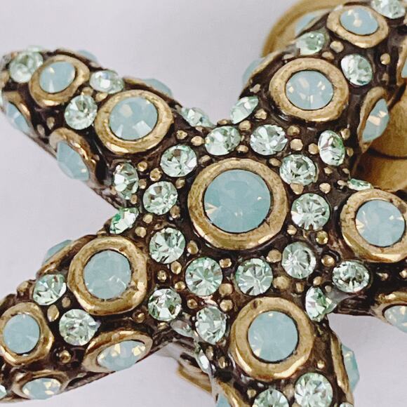 Vintage Signed Heidi Daus Starfish Clip On Earrings Rhinestones Beach Seaside - Picture 5 of 10